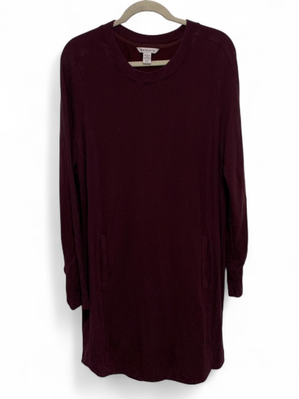Athleta Balance Long Sleeve Crewneck Dress in Red Purple